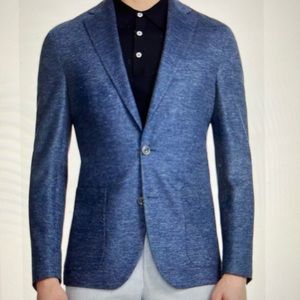 Eidos blue dinner jacket linen silk 48italian 38 US